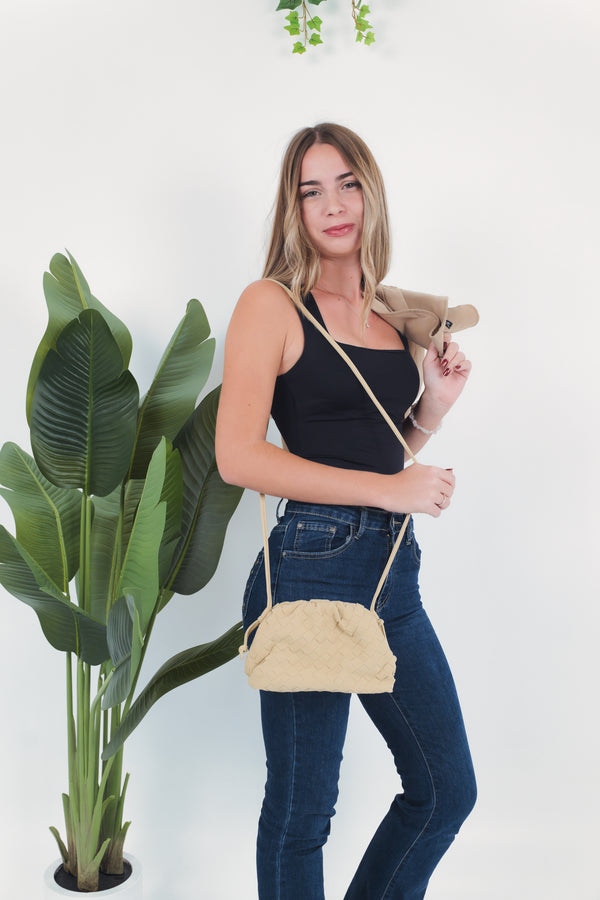 Gaia Suede Woven Pouch Bag - Helzenut