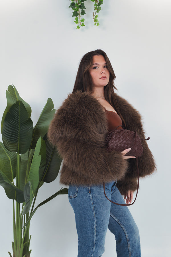 Gaia Woven Pouch Bag - Coffee