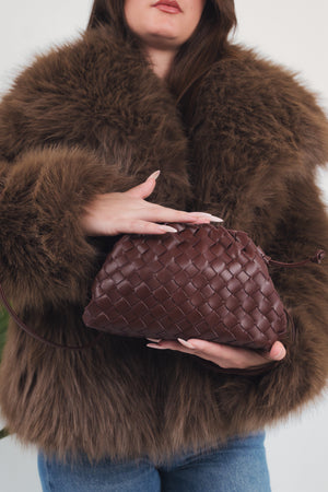 Gaia Woven Pouch Bag - Coffee