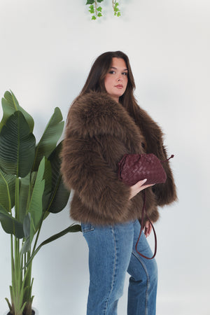 Gaia Woven Pouch Bag - Burgundy