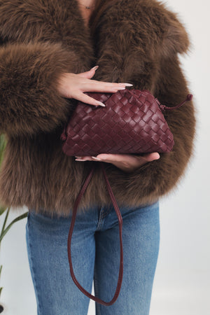 Gaia Woven Pouch Bag - Burgundy