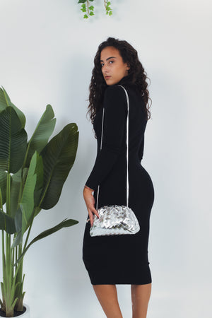 Gaia Woven Pouch Bag - Silver