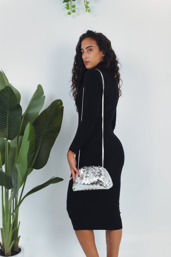 Gaia Woven Pouch Bag - Silver