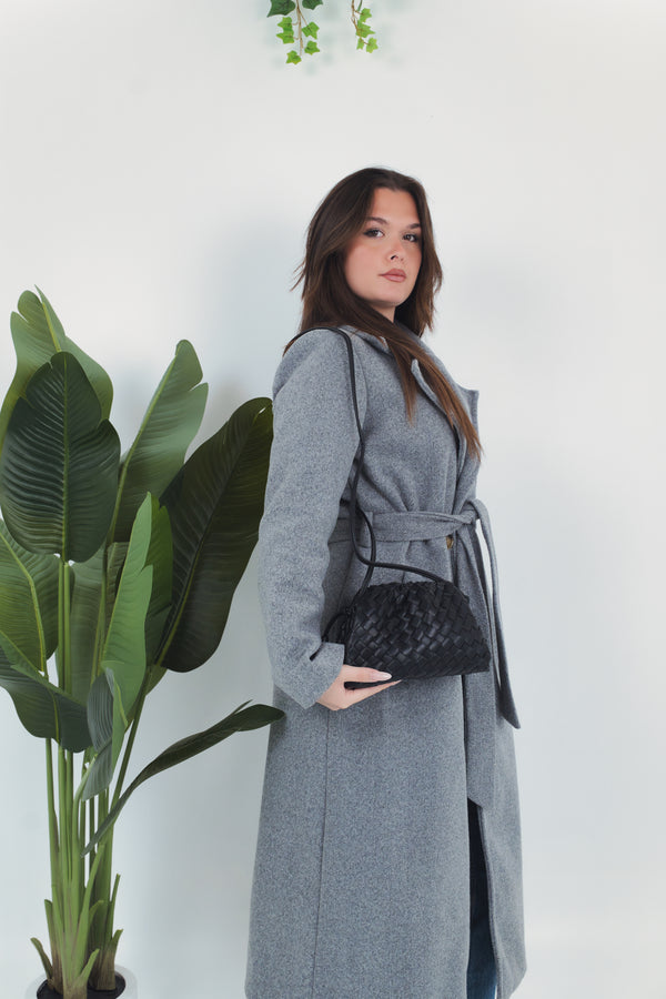 Gaia Woven Pouch Bag - Black