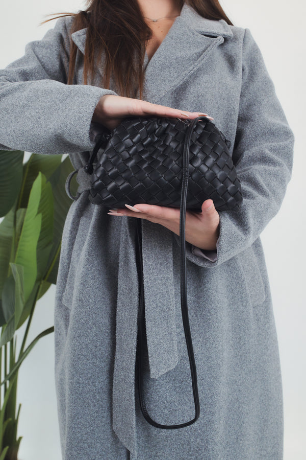 Gaia Woven Pouch Bag - Black