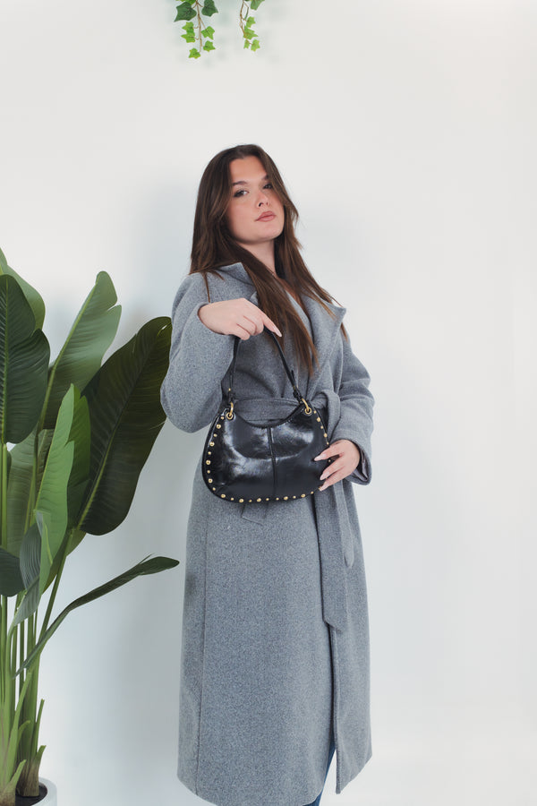 Valentina Studs Shoulder Bag - Black