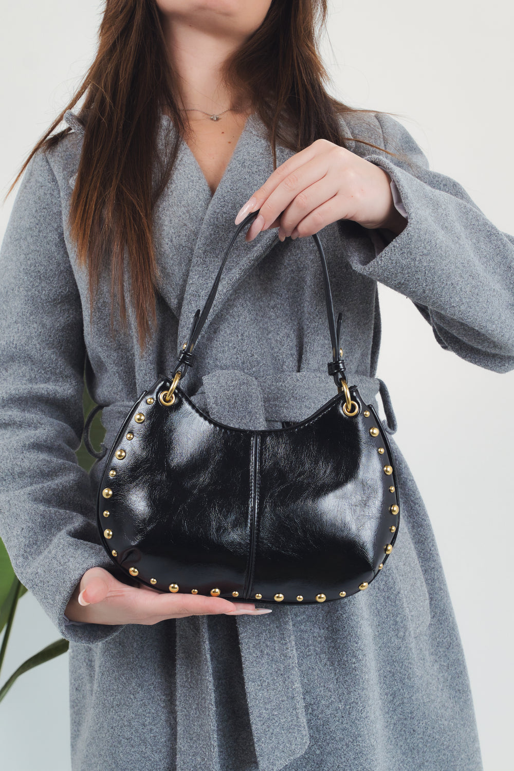 Valentina Studs Shoulder Bag - Black