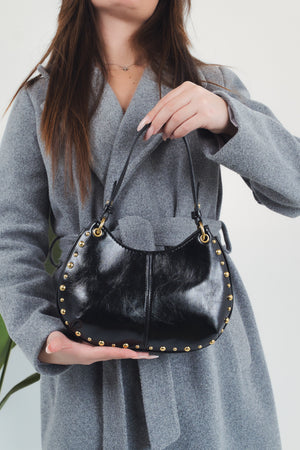 Valentina Studs Shoulder Bag - Black