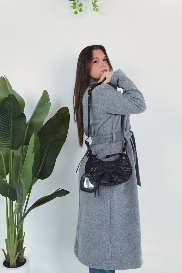 Carola Heart Mirror Bag - Black