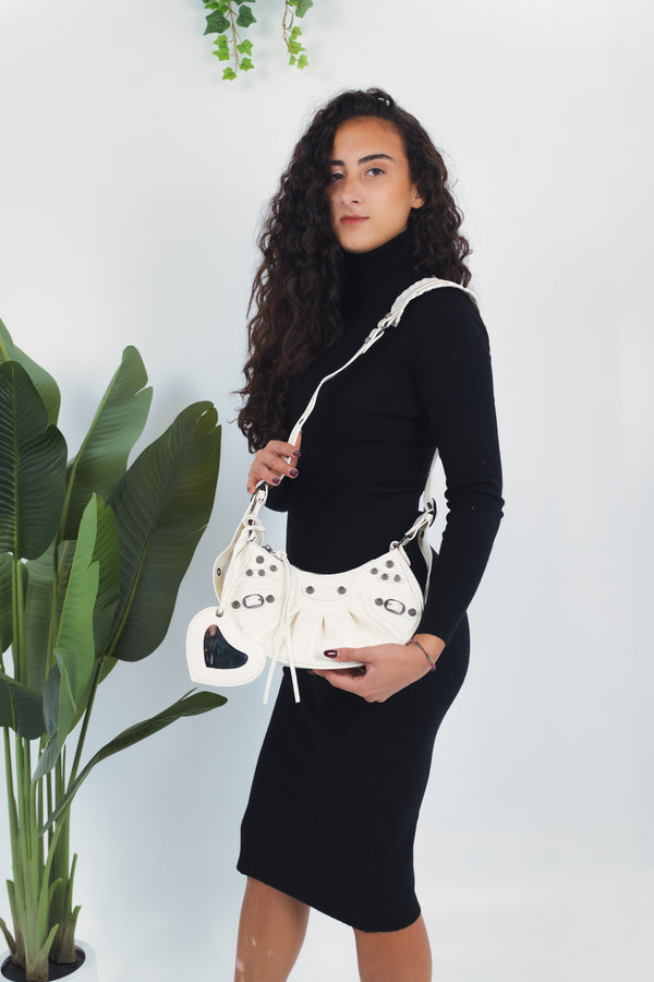 Carola Heart Mirror Bag - White