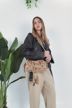 Carlotta Heart Mirror Bag - Sand