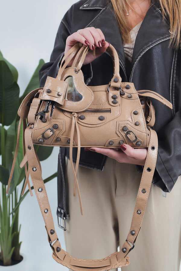 Carlotta Heart Mirror Bag - Sand