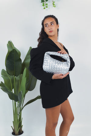 Gioia Small Woven Bag - Silver