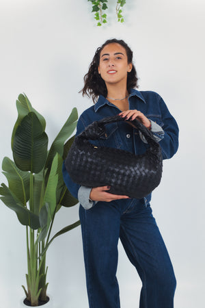 Gioia Large Woven Bag - Black