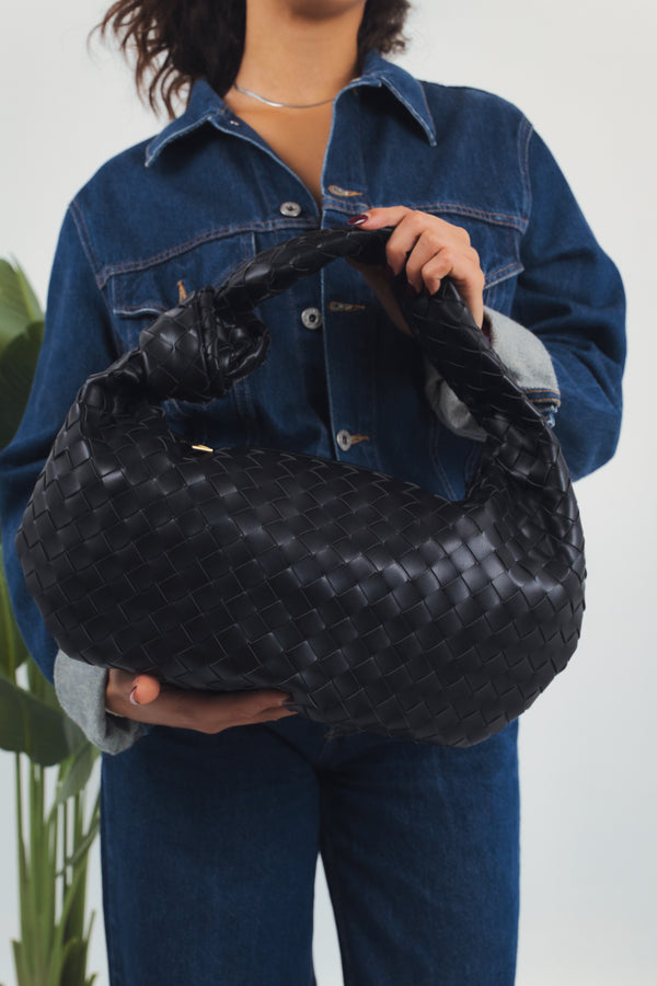 Gioia Large Woven Bag - Black