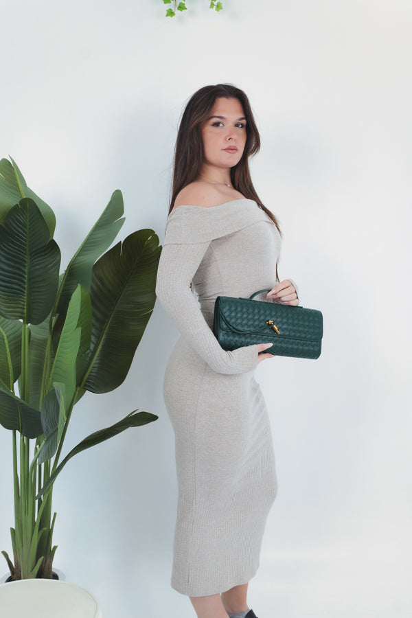 Elisabetta Woven Clutch - Pine Green