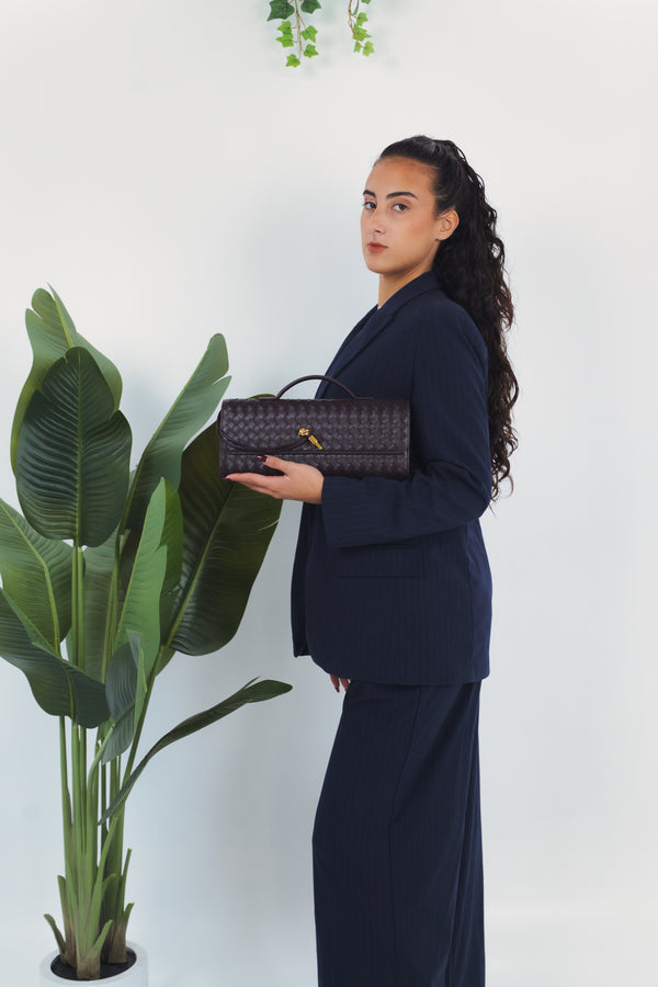 Elisabetta Woven Clutch - Wine
