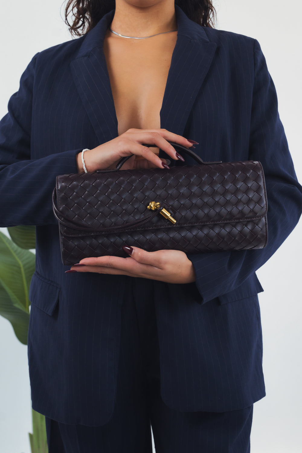 Elisabetta Woven Clutch - Wine