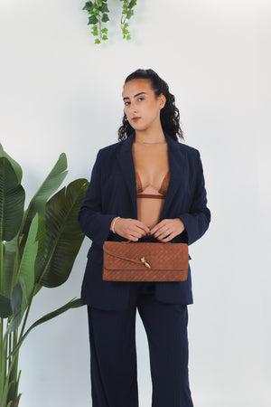 Elisabetta Suede Woven Bag - Caramel