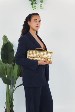 Elisabetta Woven Clutch - Gold