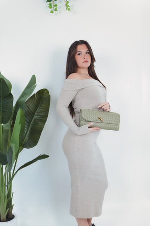 Elisabetta Woven Clutch - Travertine Green