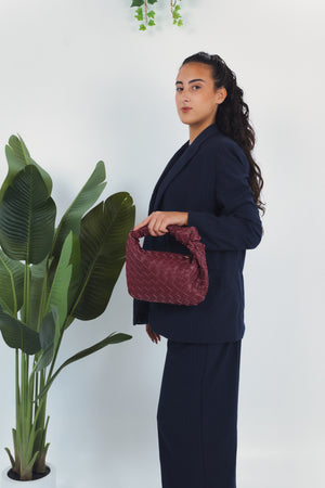 Gioia Small Woven Bag - Burgundy