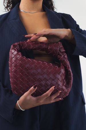 Gioia Small Woven Bag - Burgundy