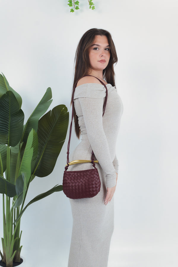Alice Woven Bag - Burgundy