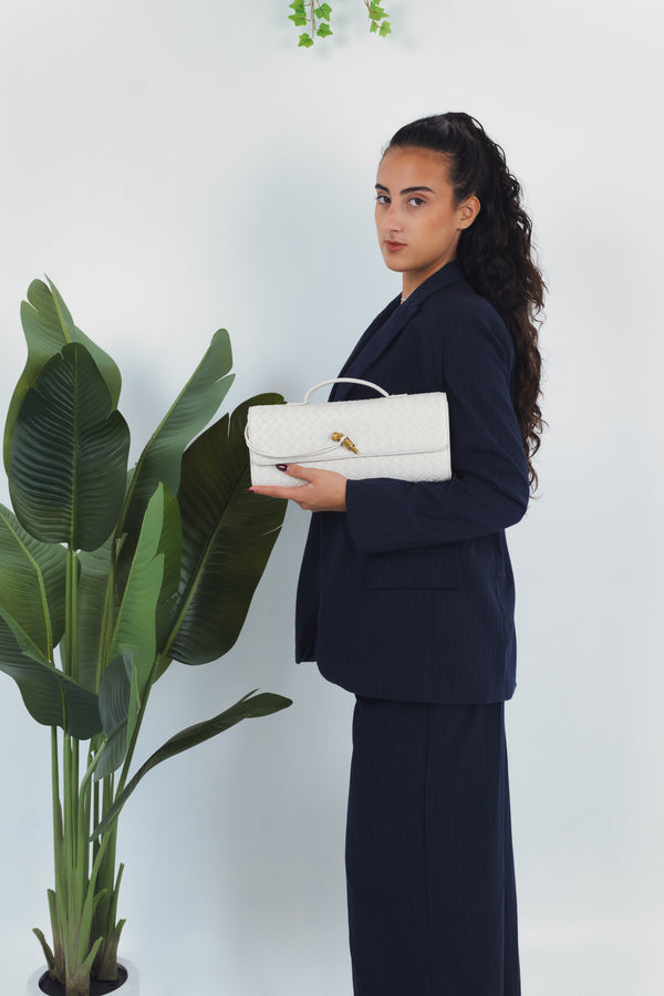 Elisabetta Woven Clutch - Milk White