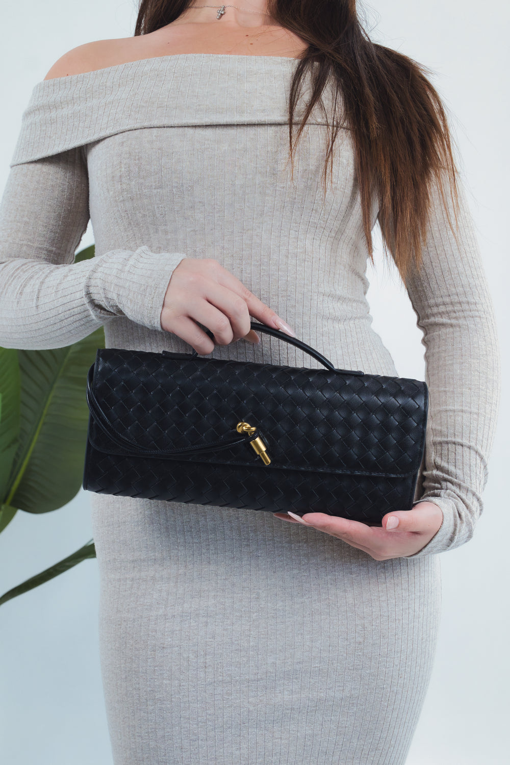 Elisabetta Woven Clutch - Black