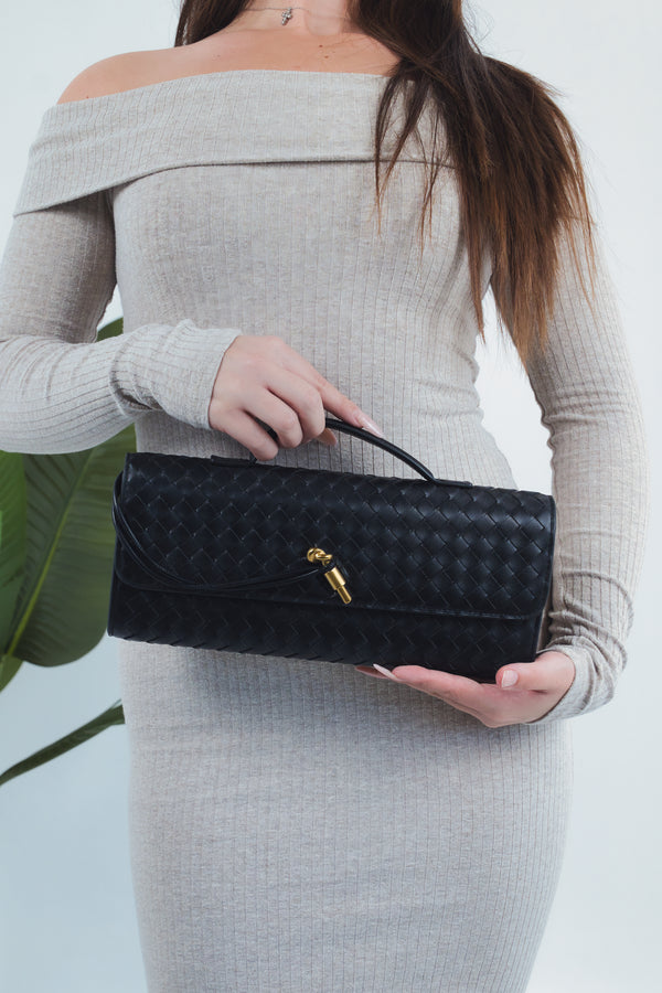 Elisabetta Woven Clutch - Black