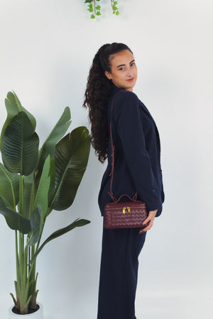 Cassandra Woven Bag - Burgundy