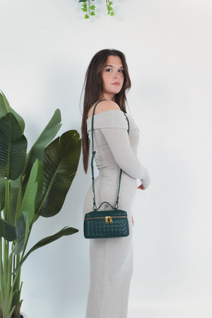 Cassandra Woven Bag - Pine Green