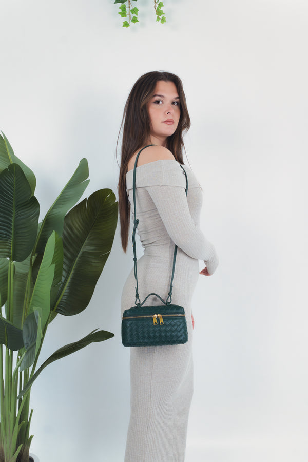 Cassandra Woven Bag - Pine Green