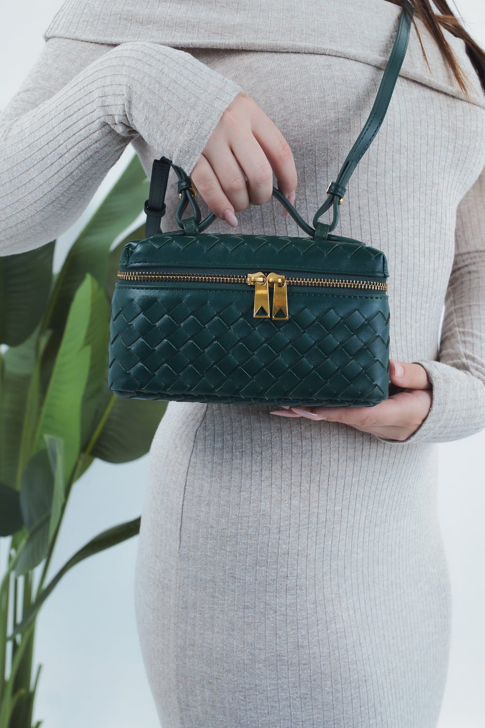 Cassandra Woven Bag - Pine Green