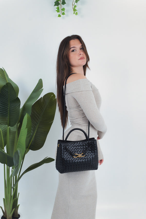Sabrina Woven Bag - Black