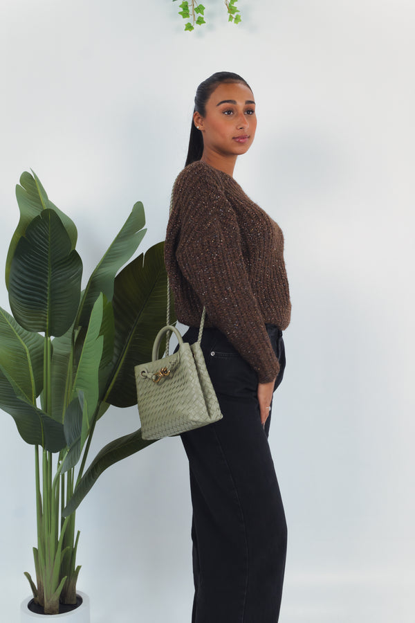 Sabrina Woven Bag - Travertine Green