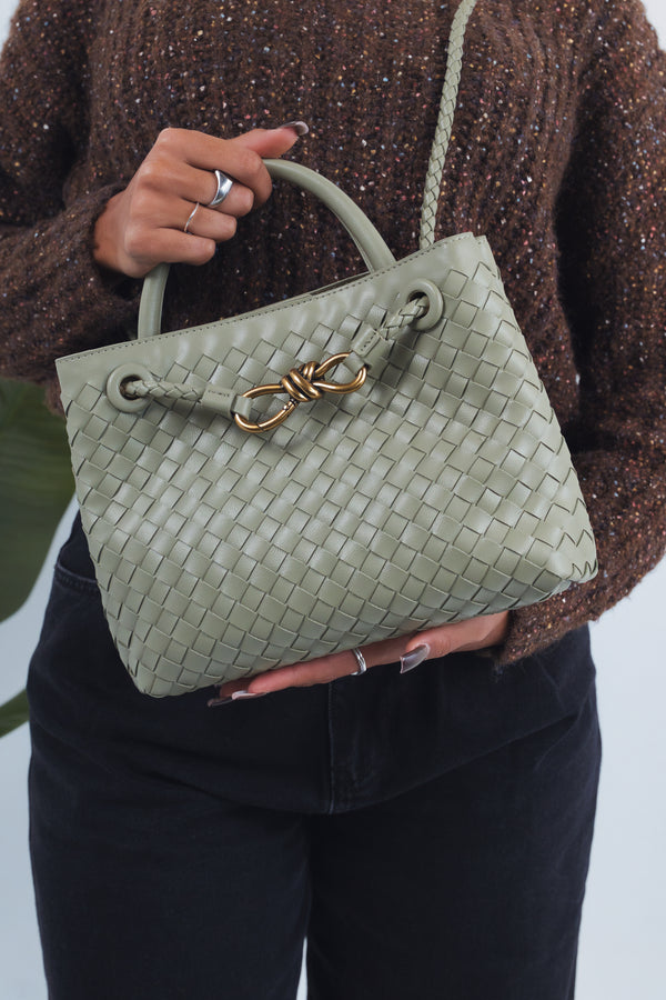 Sabrina Woven Bag - Travertine Green