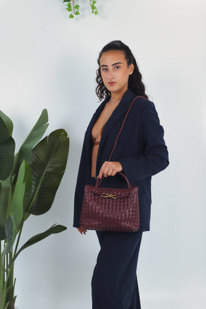 Sabrina Woven Bag - Burgundy