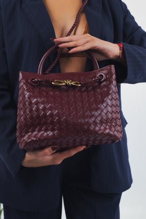 Sabrina Woven Bag - Burgundy