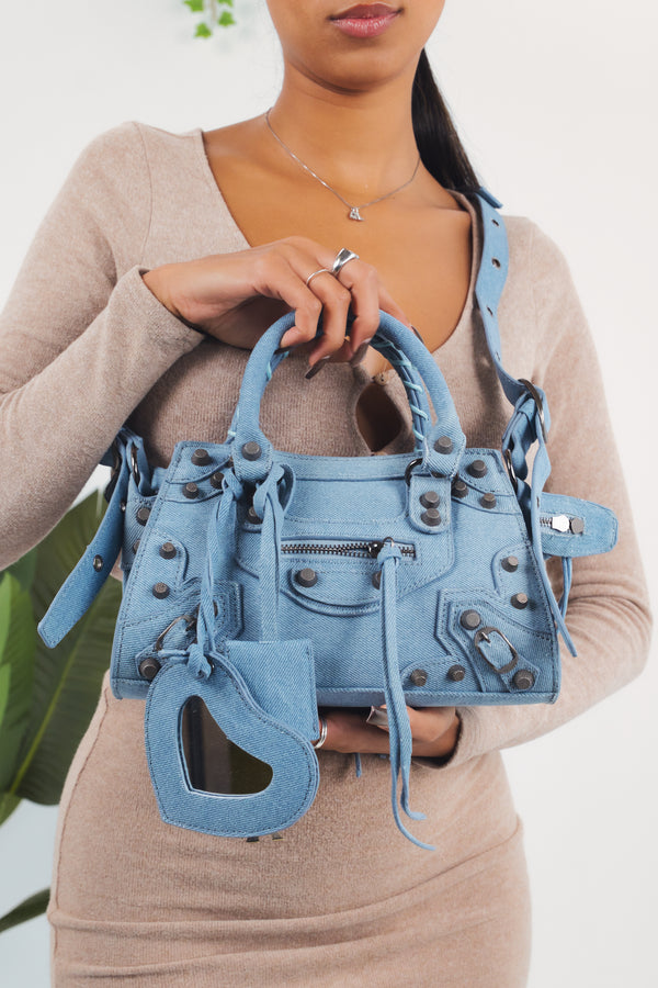 Carlotta Heart Mirror Bag - Denim