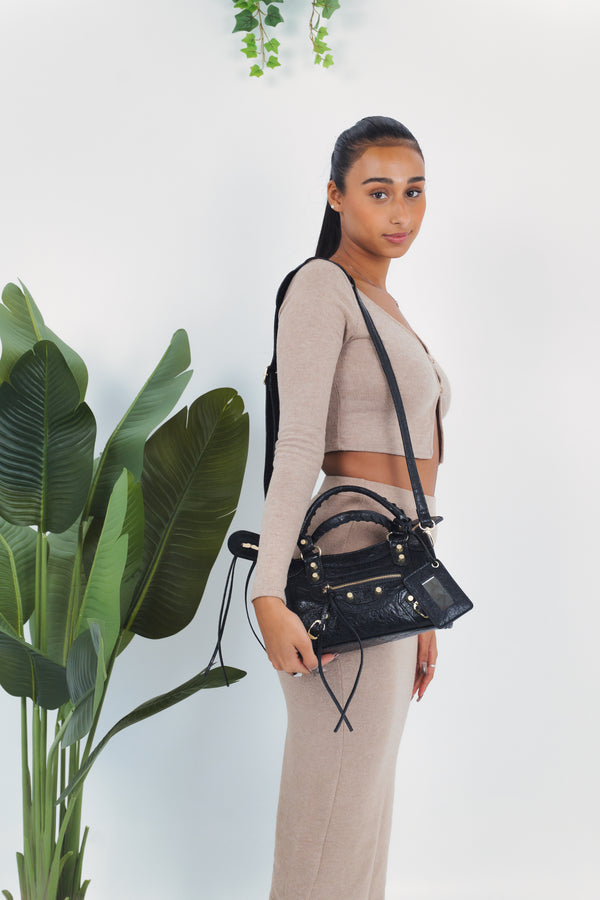 Vittoria Mirror Bag - Black - Gold