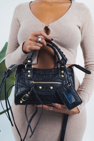 Vittoria Mirror Bag - Black - Gold