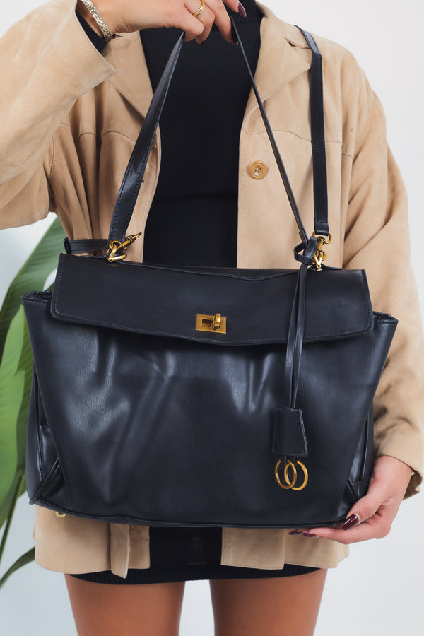 Roberta Medium Bag - Black - Gold