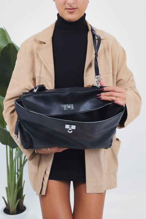 Roberta Medium Bag - Black - Silver