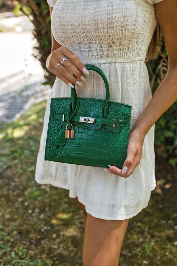 Brigitte 20 Croco Handbags - Pine Green