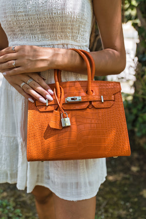 Brigitte 25 Croco Handbags - Orange