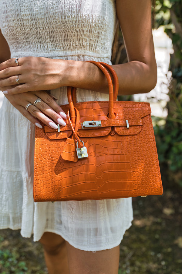 Brigitte 25 Croco Handbags - Orange