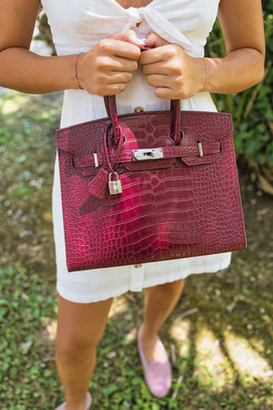 Brigitte 30 Croco Handbags - Burgundy