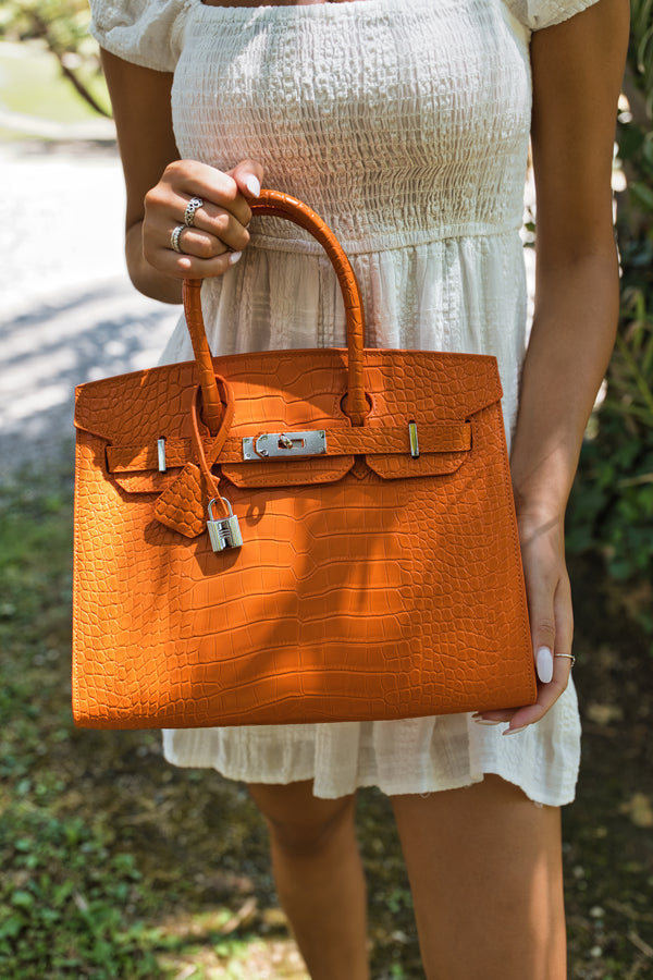 Brigitte 30 Croco Handbags - Orange